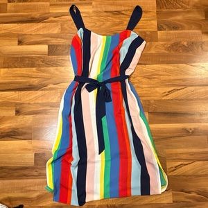 NWT Tommy Hilfiger Blue Vertical Striped Midi Dress with belt Sz XL retail 99.99